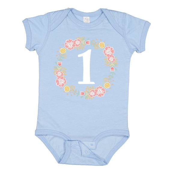 Inktastic 1st Birthday Rose Flower Wreath Girls Girls Baby Bodysuit