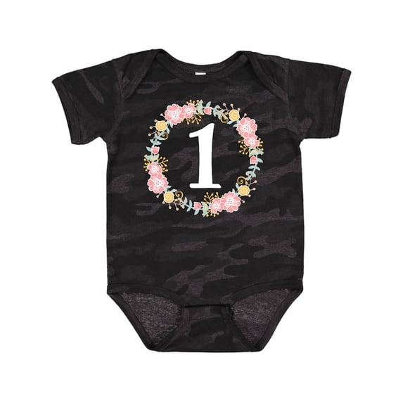 Inktastic 1st Birthday Rose Flower Wreath Girls Girls Baby Bodysuit