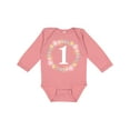 thumbnail image 1 of Inktastic 1st Birthday Rose Flower Wreath Girls Girls Long Sleeve Baby Bodysuit, 1 of 5