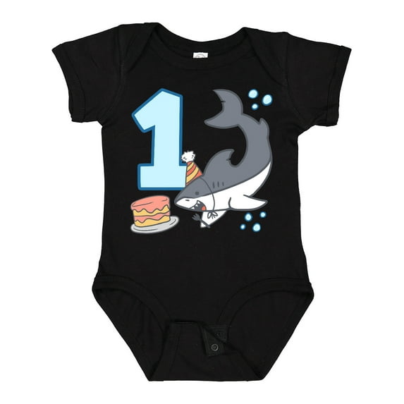 Inktastic 1st Birthday Shark with Cake Boys or Girls Baby Bodysuit