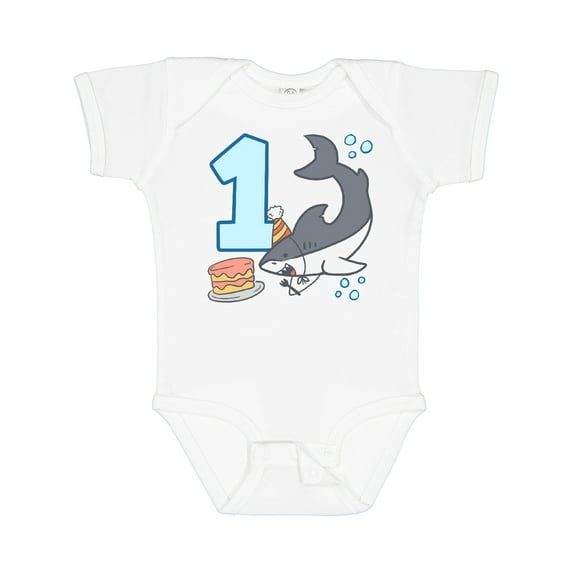 Inktastic 1st Birthday Shark with Cake Boys or Girls Baby Bodysuit