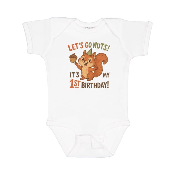 Inktastic 1st Birthday Squirrel Let's Go Nuts Party Theme Boys or Girls Baby Bodysuit