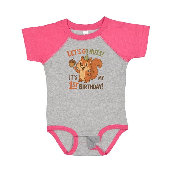 Inktastic 1st Birthday Squirrel Let's Go Nuts Party Theme Boys or Girls Baby Bodysuit