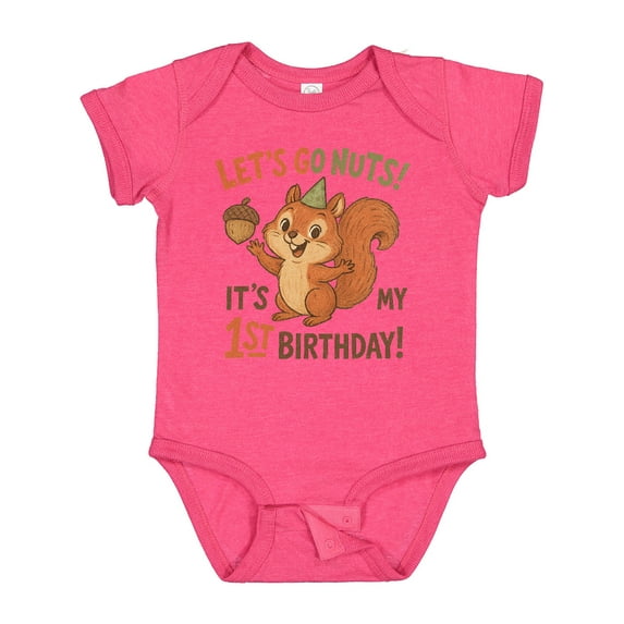 Inktastic 1st Birthday Squirrel Let's Go Nuts Party Theme Boys or Girls Baby Bodysuit