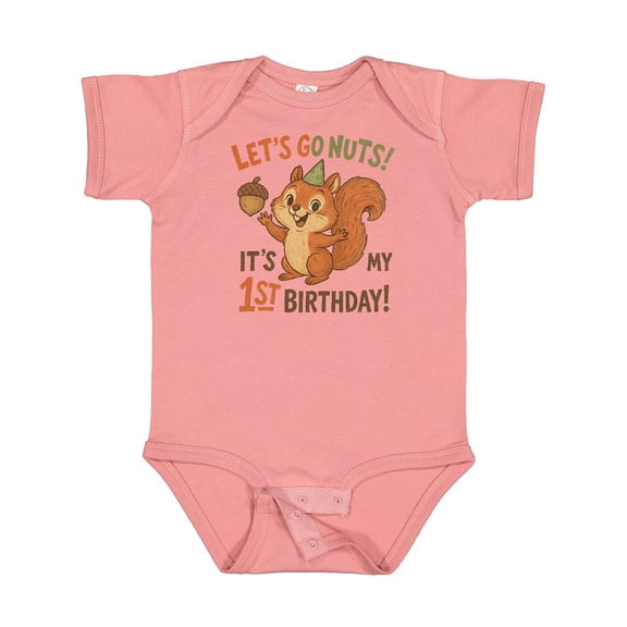 Inktastic 1st Birthday Squirrel Let's Go Nuts Party Theme Boys or Girls Baby Bodysuit