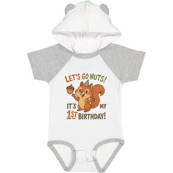 Inktastic 1st Birthday Squirrel Let's Go Nuts Party Theme Boys or Girls Baby Bodysuit