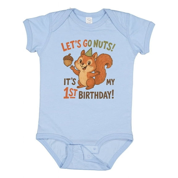 Inktastic 1st Birthday Squirrel Let's Go Nuts Party Theme Boys or Girls Baby Bodysuit