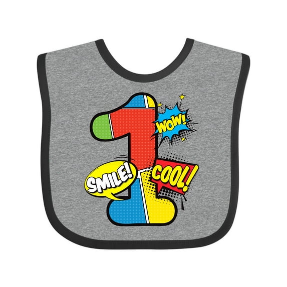 Inktastic 1st Birthday Superhero Boys or Girls Baby Bib