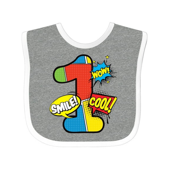 Inktastic 1st Birthday Superhero Boys or Girls Baby Bib
