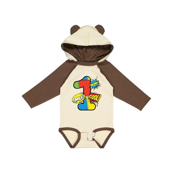 Inktastic 1st Birthday Superhero Boys or Girls Long Sleeve Baby Bodysuit