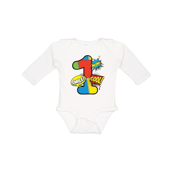Inktastic 1st Birthday Superhero Boys or Girls Long Sleeve Baby Bodysuit