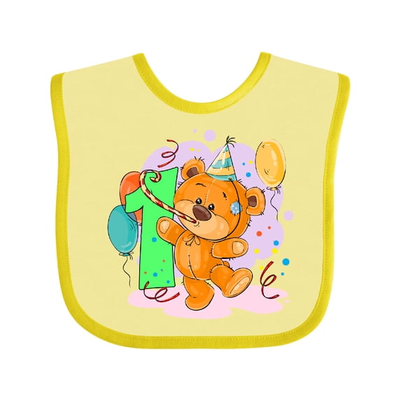 Inktastic 1st Birthday Teddy Bear Boys or Girls Baby Bib