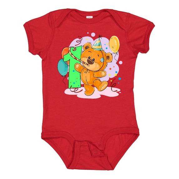 Inktastic 1st Birthday Teddy Bear Boys or Girls Baby Bodysuit