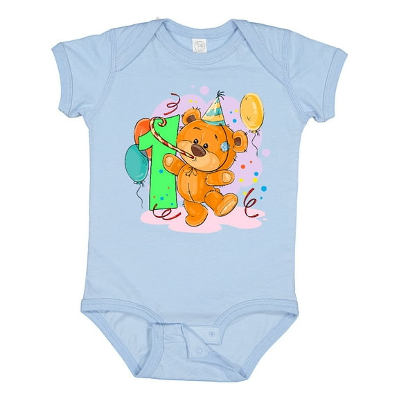 Inktastic 1st Birthday Teddy Bear Boys or Girls Baby Bodysuit