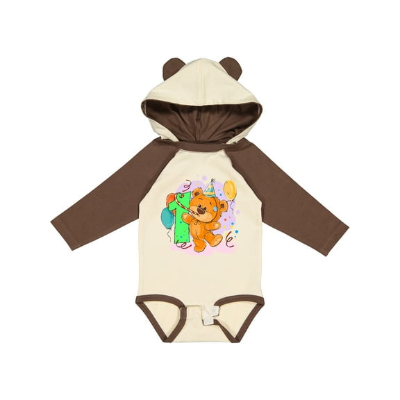 Inktastic 1st Birthday Teddy Bear Boys or Girls Long Sleeve Baby Bodysuit
