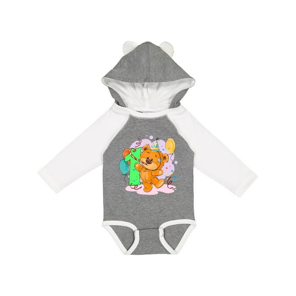Inktastic 1st Birthday Teddy Bear Boys or Girls Long Sleeve Baby Bodysuit