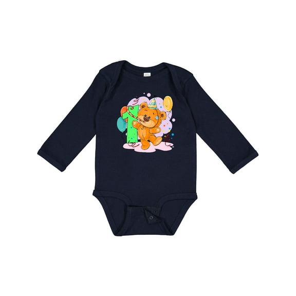 Inktastic 1st Birthday Teddy Bear Boys or Girls Long Sleeve Baby Bodysuit