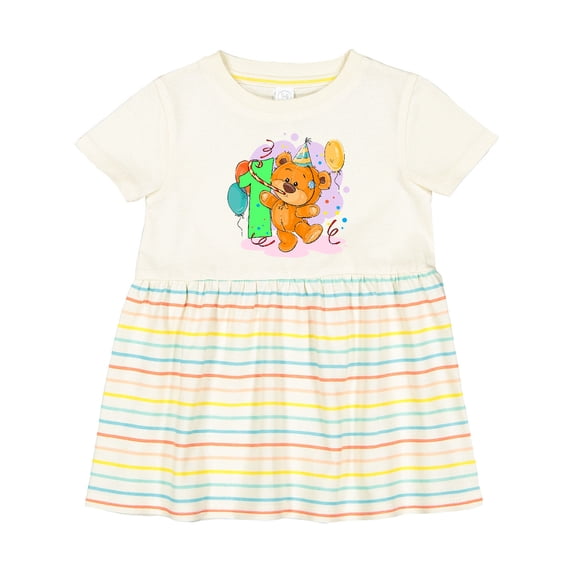 Inktastic 1st Birthday Teddy Bear Girls Baby Dress