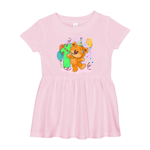 Inktastic 1st Birthday Teddy Bear Girls Baby Dress