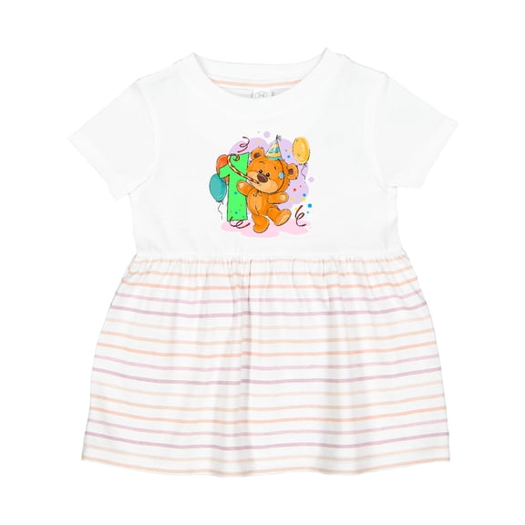 Inktastic 1st Birthday Teddy Bear Girls Baby Dress