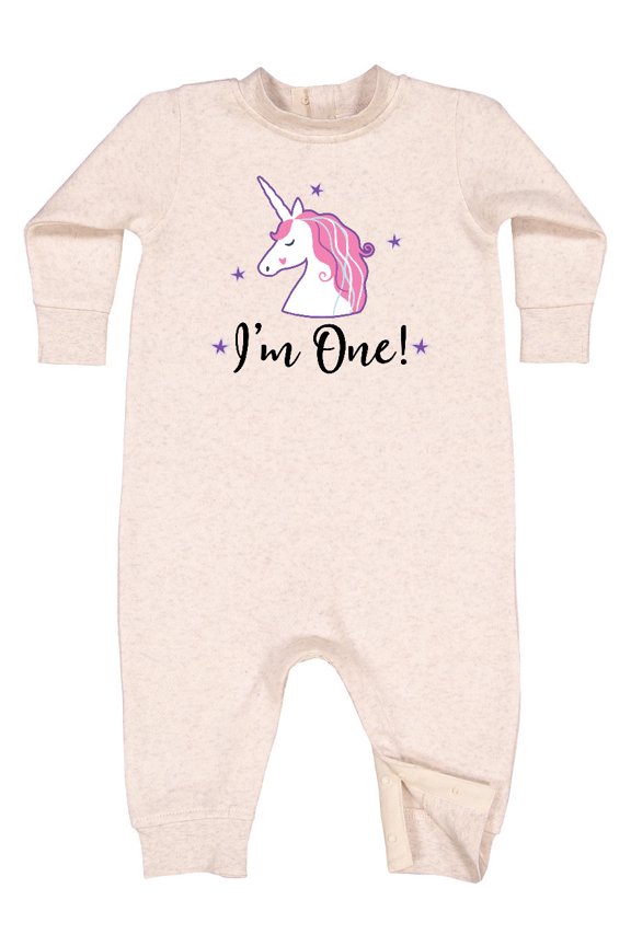 1st Birthday Unicorn Baby Fleece Romper