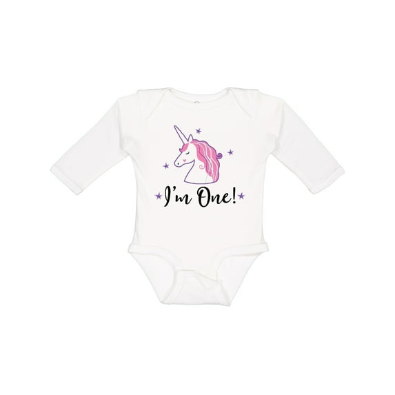 Inktastic 1st Birthday Unicorn Girls Long Sleeve Baby Bodysuit