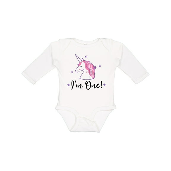 Inktastic 1st Birthday Unicorn Girls Long Sleeve Baby Bodysuit