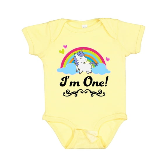 Inktastic 1st Birthday Unicorn Rainbow 1 Year Old Party Girls Baby Bodysuit