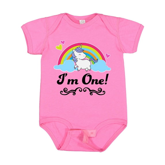 Inktastic 1st Birthday Unicorn Rainbow 1 Year Old Party Girls Baby Bodysuit