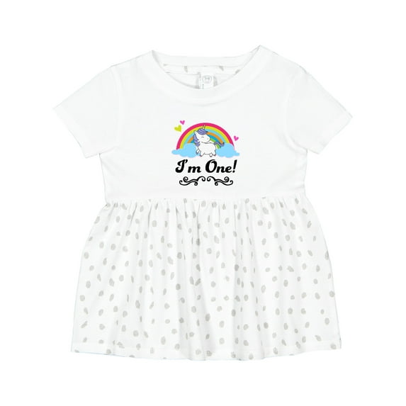Inktastic 1st Birthday Unicorn Rainbow 1 Year Old Party Girls Baby Dress