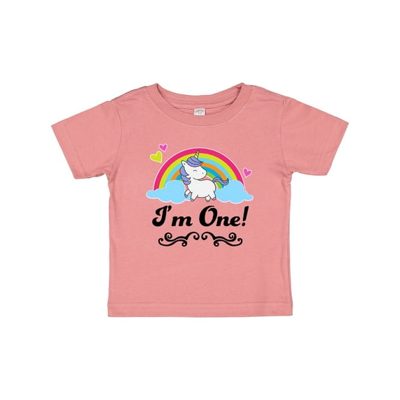 Inktastic 1st Birthday Unicorn Rainbow 1 Year Old Party Girls Baby T-Shirt