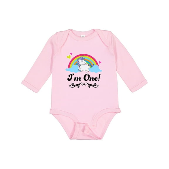 Inktastic 1st Birthday Unicorn Rainbow 1 Year Old Party Girls Long Sleeve Baby Bodysuit