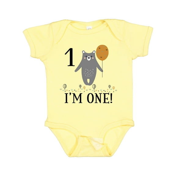 Inktastic 1st Birthday Woodland Bear 1 Year Old Boys or Girls Baby Bodysuit