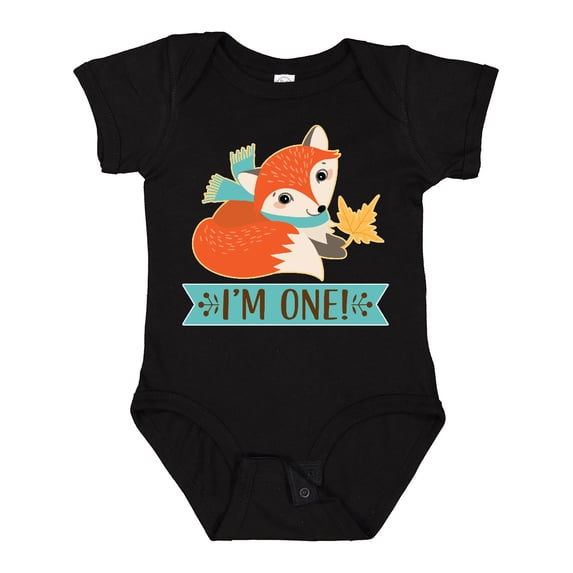 Inktastic 1st Birthday Woodland Fox 1 Year Old Boys or Girls Baby Bodysuit