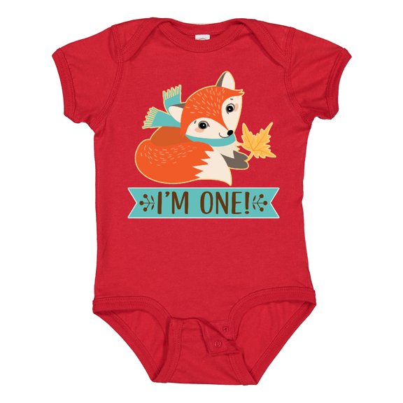 Inktastic 1st Birthday Woodland Fox 1 Year Old Boys or Girls Baby Bodysuit