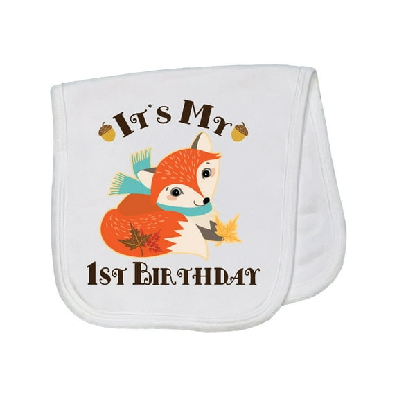 Inktastic 1st Birthday Woodland Fox Baby Burp Cloth