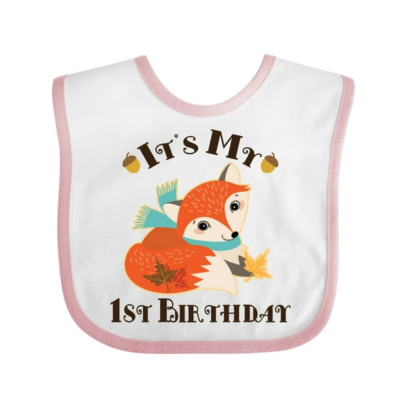Inktastic 1st Birthday Woodland Fox Boys or Girls Baby Bib