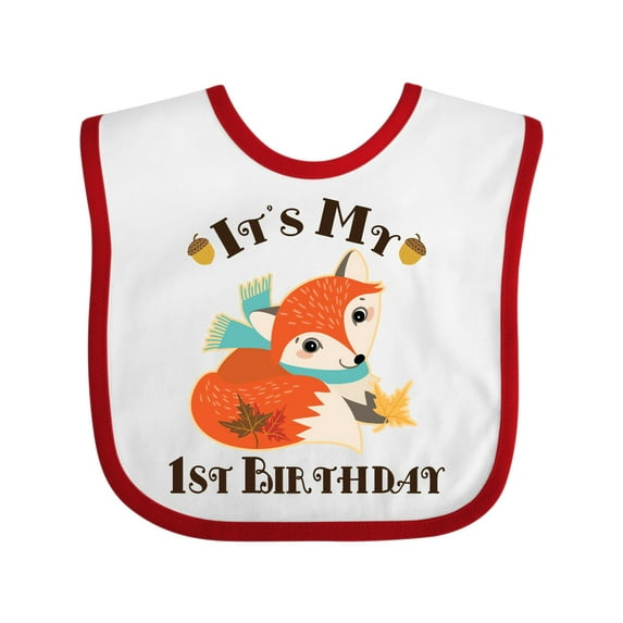 Inktastic 1st Birthday Woodland Fox Boys or Girls Baby Bib