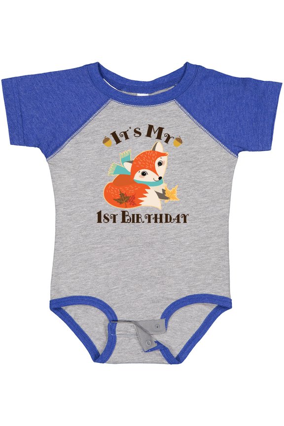 1st Birthday Woodland Fox Boys or Girls Baby Bodysuit