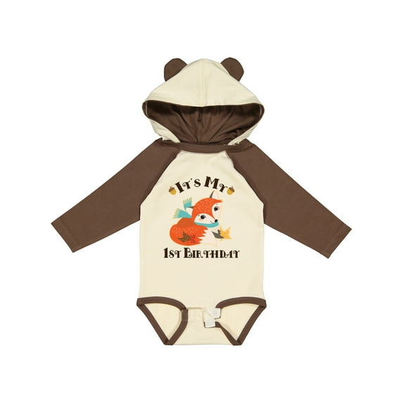 Inktastic 1st Birthday Woodland Fox Boys or Girls Long Sleeve Baby Bodysuit
