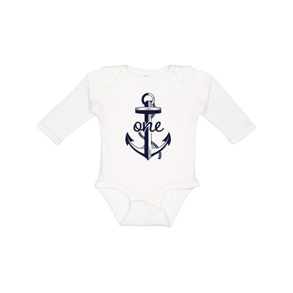 Inktastic 1st Birthday anchor Boys or Girls Long Sleeve Baby Bodysuit