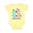 thumbnail image 1 of Inktastic 1st Birthday with Flamingo Stars and Hearts Girls Baby Bodysuit, 1 of 5