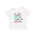 thumbnail image 1 of Inktastic 1st Birthday with Flamingo Stars and Hearts Girls Baby T-Shirt, 1 of 5
