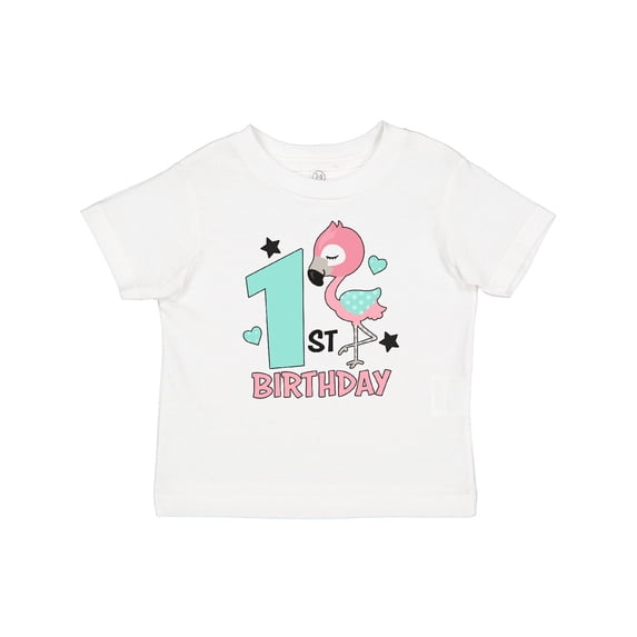 Inktastic 1st Birthday with Flamingo Stars and Hearts Girls Baby T-Shirt