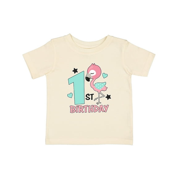Inktastic 1st Birthday with Flamingo Stars and Hearts Girls Baby T-Shirt