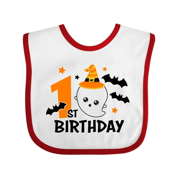 Inktastic 1st Birthday with Ghost and Bats Halloween Boys or Girls Baby Bib