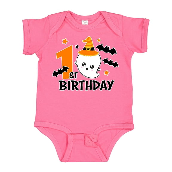 Inktastic 1st Birthday with Ghost and Bats Halloween Boys or Girls Baby Bodysuit
