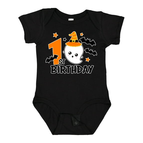 Inktastic 1st Birthday with Ghost and Bats Halloween Boys or Girls Baby Bodysuit