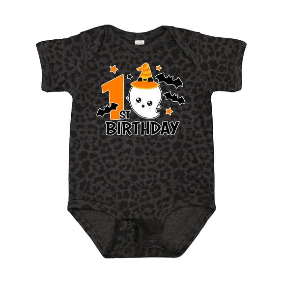 Inktastic 1st Birthday with Ghost and Bats Halloween Boys or Girls Baby Bodysuit