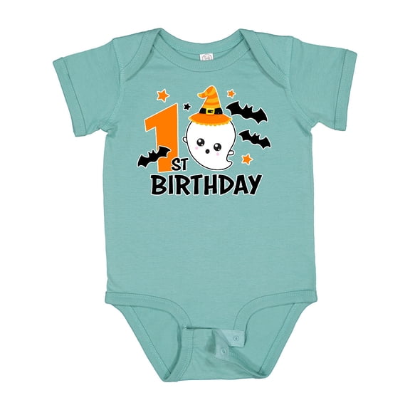 Inktastic 1st Birthday with Ghost and Bats Halloween Boys or Girls Baby Bodysuit